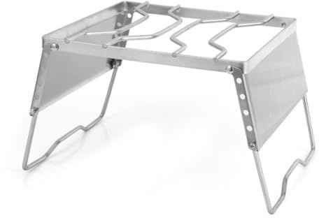 Homeponnew Parrilla plegable de acero inoxidable 304 para acampar y senderismo, parrilla de barbacoa resistente al viento con altura ajustable (33 x 24 x 19 cm), capacidad de 66 libras, incluye bolsa