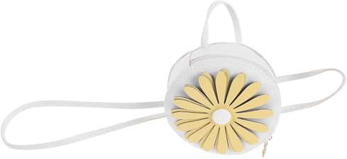 KOMBIUDA Bolso Bandolera Pequeño Diseño de Margarita, Monedero Cruzado de PU Blanco, Bolso de Hombro Infantil para Niñas, Ligero y Práctico para Escuela y Viaje