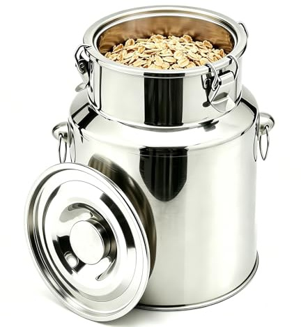 Lechera Acero Inoxidable Multiuso, Cubo de Metal para Almacenamiento Doméstico y Granja, Capacidad Real Garantizada 5l -88l(With Spigot,24L/6.34Gal)