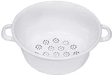 Riess, 0328-033, Gemüsesieb, CLASSIC-WEISS, Durchmesser 26 cm, Höhe 11.5 cm, Emaille, weiß, Mehrzwecksieb, mit 2 Griffen