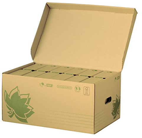 Fast Nature Line Caisse a Documents en Carton 52 x 35 x 26 cm + 6 Boites Archives Dos 80cm Ecru