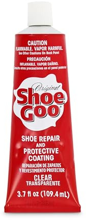 SOF SOLE Original Shoe Goo - 3.7 fl oz Tube - Clear Shoe Glue - Repairs Soles, Heels, Patches Small Holes - Bonds on Contact, Dries Within 24 Hrs, Waterproof - Works on Leather, Rubber, Vinyl, Canvas