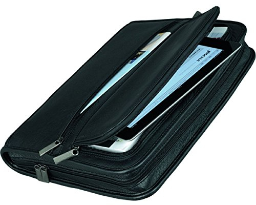 ALASSIO 30062 Ringbuchmappe A4 CARPO, Businessmappe aus Nappaleder, Ledermappe mit 2er Ringmechanik und Taschenrechner, Tablettasche, Tagungsmappe mit Schlaufen für Stifte, ca. 36 × 28,5 × 7 cm