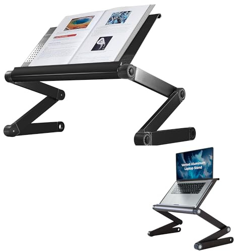 Justerbar bokhållare och laptopstativ – bärbart aluminiumbokstativ för läroböcker, kokböcker, receptböcker och surfplattor