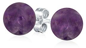 Classique Boucles D'Oreilles Clous En Forme De Boule Ronde Avec Un Design De Cercle En Pierre Précieuse De 6MM Pour Femmes En Argent Sterling .925 Avec Une Variété D'Options De Pierres De Naissance.