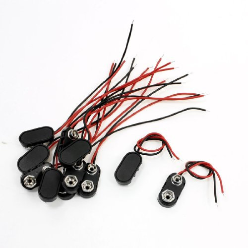 sourcing map 10PCS Schwarz Rot Kurz Doppel Kabel 9V Batterie Clips Stecker Schnalle de DE de