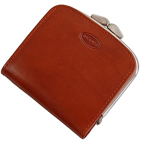 Damen Geldbörse Portemonnaie Geldbeutel Rindleder 6 Farben Bügel Börse Knipser 9,5 x 9,5 cm GoBago (Braun)