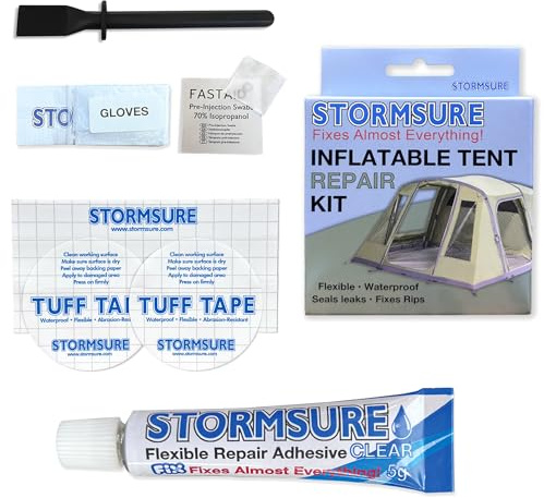 Stormsure Uppblåsbart tält reparationssats – nödvändigt för ägare av uppblåsbara tält: Tätar punkteringar, fixerar slitage, förlänger livslängden
