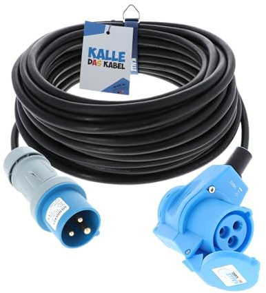 KALLE DAS KABEL CEE Verlängerung 230V Campingkabel Wohnmobil-Kabel Camping-CEE Kabel mit Camping Stecker und Winkelkupplung H07RN-F 3G 2,5mm² 15 Meter