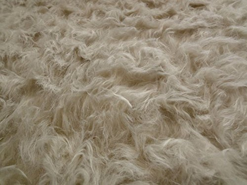 Fabrics-City Hellbeige kunstfell teddy langhaar Fellstoff, Kuschelfell Plüschstoff, zotteliges Fellimitat für Nähen, Dekoration, Kuscheltiere, Kleidung, Webpelz, Pelzimitat Stoff, 2698