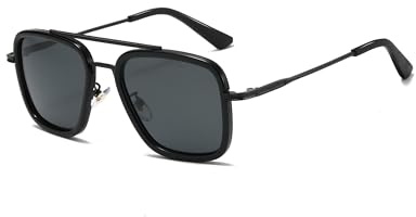 SHEEN KELLY Gafas de Sol Cuadradas Retro Estilo Clásico con Marco Metálico para Hombres y Mujeres