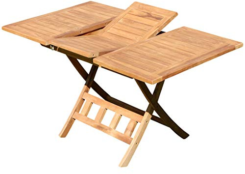 ASS ECHT Teak Holz Teaktisch Klapptisch Holztisch Gartentisch Garten Tisch in verschiedenen Größen zum Klappen von Größe:100-140x80cm