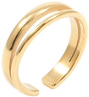 Happiness Boutique Damas Anillo de Banda Doble Bañado en Oro | Anillo Abierto Joyería de Acero Inoxidable