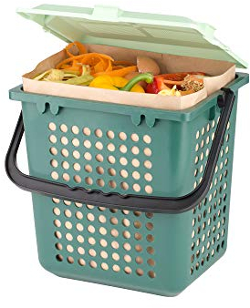 bioMat AirBox Biomülleimer Küche, inkl. 7l Kompostierbare Papierbeutel (80 Tüten), Reduziert Gerüche, Made in Germany