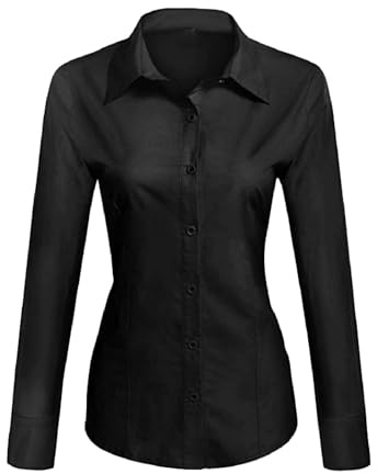 Toocool - Camicia Donna Slim Fit Manica Lunga Camicetta Blusa Aderente Cotone C-S020 [S,Nero]