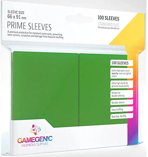 Gamegenic Prime Sleeves (100-Pack) 66 x 91mm Standard, Trading Card Accessory, Matte Green