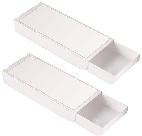 Aufbewahrungsbox unter dem Schreibtisch wie Schubladen, 2 Stück selbstklebende Aufbewahrungsboxen, Stifteetui für Schminktisch, Zuhause, Büro, Schule, Nähtisch, weiß