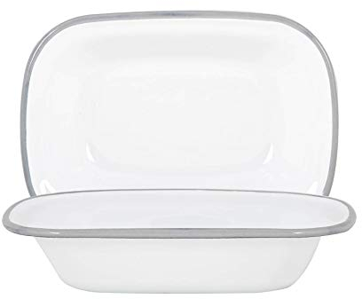 Argon Tableware Weißer Emaille -Tortenschalen - 20cm - Grau - Pack Von 2