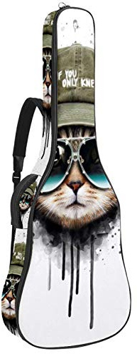 Gitarren-Gigbag, wasserdicht, Reißverschluss, weicher Gitarren-Rucksack, Bass, Akustik- und klassische Folk-E-Gitarrentasche, coole Katze, Tier