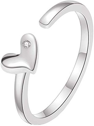 Lisandra Scott 925 Echtsilber Ring Verstellbar Herz in Silber, Gold und Rosegold mit Stein für Damen u. Frauen einstellbar Ringe, Damenring Schmuck