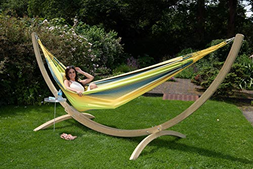 Tropilex Südamerikanische Hängematte Single mit Gestell | Handgefertigt | Fairtrade | 8 Stile & 10 Farben zur Auswahl | Flexibel & Belastbar | Perfekt für den Garten, Camping und auf Reisen geeignet