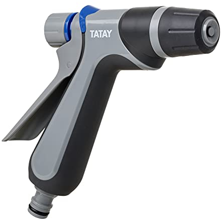 Tatay Pistola Premium para Manguera, Conector Universal, 2 Posiciones, Regulador, Protección Solar, Fácil Instalación, Gris, Negro