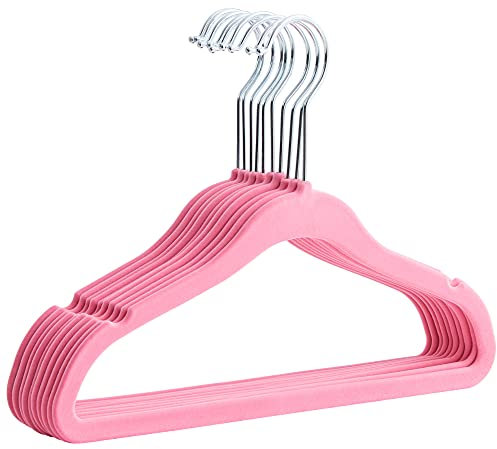 ACAZA Kleiderbügel für Kinder, mit Samtbezug, Rosa, 20 Stück