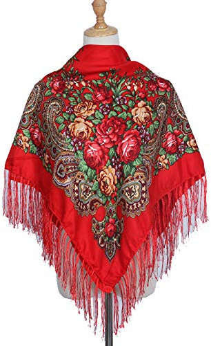 guaizhou Russische quadratische Schals, ukrainische Kopftücher, muslimische Hijab-Wickeltuch, Kopfbedeckung, Turban-Tops mit Quasten