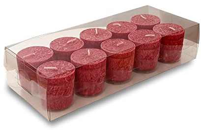 ONE GOODLIFE | Duftkerzen Geschenkset - Kerzen Set als Geschenk | 10 Stück Wachskerzen aus Stearin - Farbe Dunkel-Rot | Aroma-Kerzen zu Weihnachten oder für die Aromatherapie | (Wildkirsche)