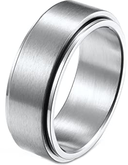 Mesnt Ringe Silber Vintage, Matte Bands Angst Ring Silber Größe 52 (16.6)