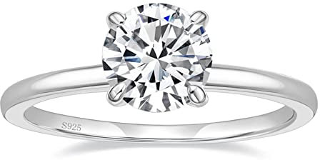 Titaniumcentral Ringe Damen Silber 925 Rosegold Gold Solitärring 1,5CT Rund Zirkonia Verlobungsringe Versprechen Heiratsantrag Ring (Silber,49 (15.6))