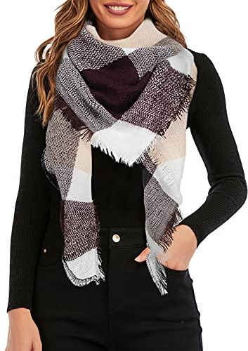Durio Halstuch Tuch Dreieckstuch Damen Herbstschal Dünn Schal Weich Deckenschal Tuch Elegant Mit Fransen