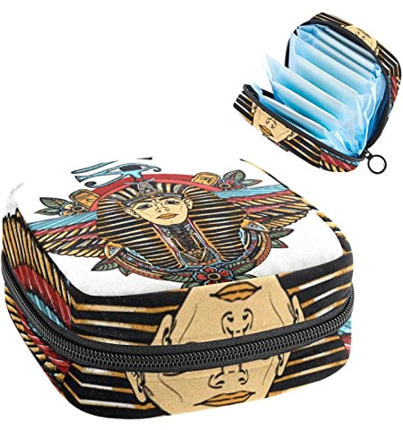 Aufbewahrungstasche für Damenbinden, Menstruationstassen-Tasche, Perioden-Tasche, Organizer für weibliche Pads, Tampons, Vintage-Mann mit Flügel