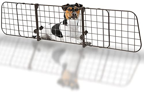 BAKAJI Rejilla divisoria para Perros Universal para reposacabezas de Coche, Red de protección para Maletero para Transporte de Animales con Barras telescópicas Ajustables, Barrera Separador con