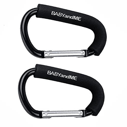 Strong Pram Hooks, Stroller Carabiner Clips, Shopping Bag Carriers. Universal Fit. (Supersize Pram Hook - Twin Pack)
