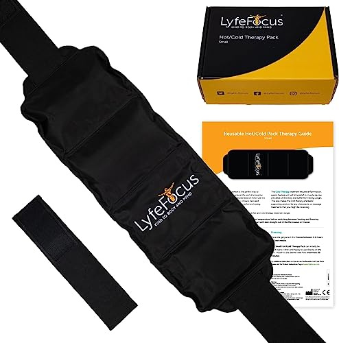 LyfeFocus Premium multianvändning återanvändbar varm och kall is kompressionsgelpaket för axlar, ben och ryggsmärtlindring: Justerbar förlängningsrem – mikrovågsugn och frysbar wrap, värme/is för