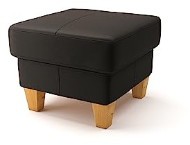 CAVADORE Stauraum-Hocker Ammerland / Polsterhocker im Landhaus-Stil mit Stauraum unter dem Deckel / 58 x 48 x 58 / Leder, Dunkelbraun