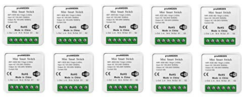 proAMEDEN Interruptor inteligente Wifi HomeKit 16A, [10/un] MINI Smart Switch Wifi, Módulo interruptor, app CozyLife funciona con Control de voz Siri, Compatible con Alexa, Google Home.