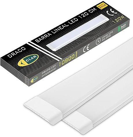 CLAR - Pantalla LED 120 cm, Luminaria Cocina, Barra LED Techo, Regleta 4000K (120W Pack 2)