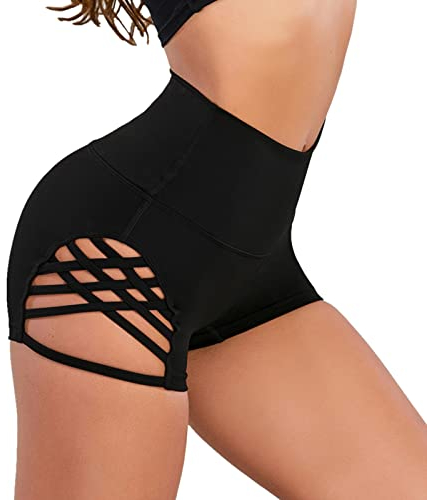 AMDOLE Hose Kurz Tennis Enge Yoga-Shorts für Damen mit hoher Taille, seitlich groß, hohl, sexy Fitness-Shorts Poledance Hosen
