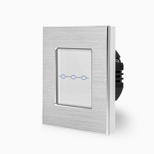 LUX einfacher Touch Dimmer Lichtschalter Ein/Aus dimmbar 1-Fach im Aluminiumrahmen in weiß 1-Weg Glas Berührungs Wandschalter zum dimmen einer Leuchte, Lampe Luxus-Time