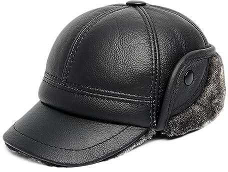 HNVAVQ Fliegermütze mit Ohrenklappen,Leder Baseballmütze,Trappermütze Schirmmütze