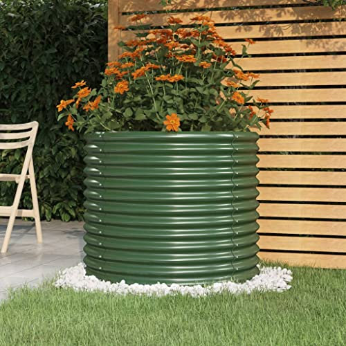 SKM Pot de fleurs en acier revêtu par pulvérisation 80 x 80 x 68 cm Vert Poids : 5,52 kg 318858