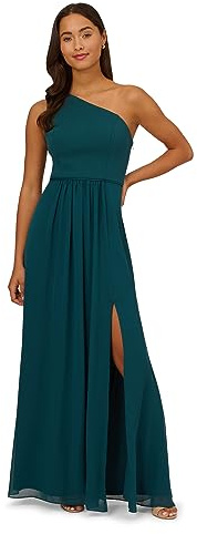 Adrianna Papell Damen Chiffon-Kleid mit Einer Schulter, Jäger, 34