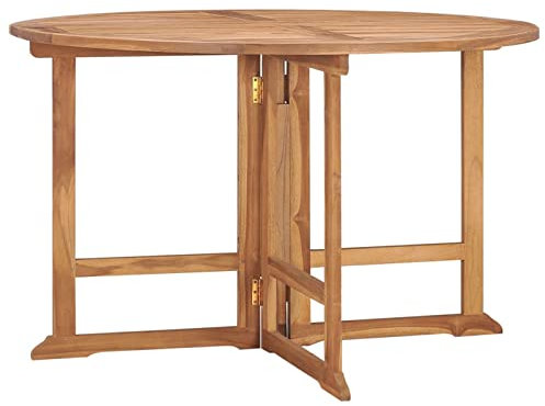 ADWOA Garten-Esstisch Klappbar Ø110x75 cm Massivholz Teak Esszimmertisch Ausziehbar KüChentische