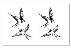 2 Pieces Of Temporary Tattoo Stickers Two Little Swallows For Women And Men Juice Plant Ink Waterproof Semi-Permanent Long-Lasting For 2 Weeks And Non-Reflective
