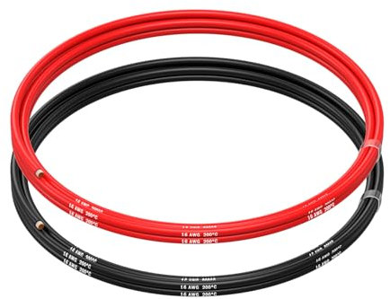 16 AWG Silicone Wire by MMOBIEL – 16 Gauge Tinned Copper Cable, 2 x 5ft (1.5m) 1 Red & 1 Black, Flexible High Temp Electrical Wire for RC, Drones, 3D Printers, Battery, LED, Automotive, Marine Use