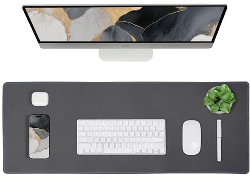 ALOANES Waterproof Mouse Pad with Durable Stitched Edge, XL Gaming Keyboard Pad, Non-Slip Rubber Base Mouse Mat, Desk pad for Gamer, Office & Home, Dark Gray Mousepad 31.5''x 11.8''x 0.12''