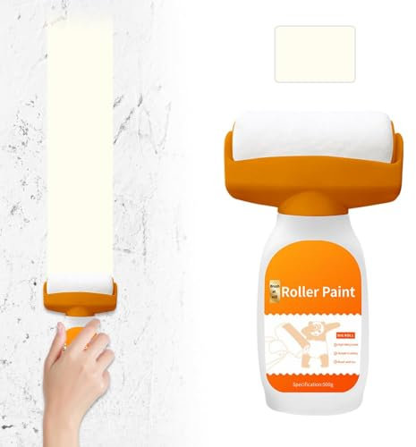 GUAHKUN Wandfarbe Weiß 500ml, 2024 Neu Farbroller Wandfarbe, Wand Reparatur Rollbürste mit Wandreparaturpaste, Wandreparatur Creme für Reparieren von Fleckenflecken und Beschädigte Wände (Beige)
