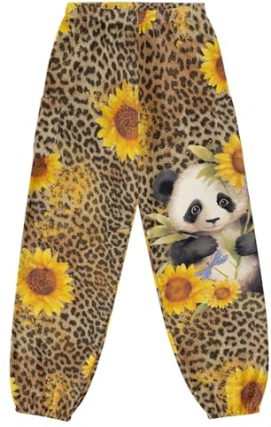 JOAIFO Cute Panda Sunflower Print Yoga Pants Harem Pants Women with Pocket Plus Size Leggings Durable Stylish Hippie Pants Kung Fu Pants Bloomer